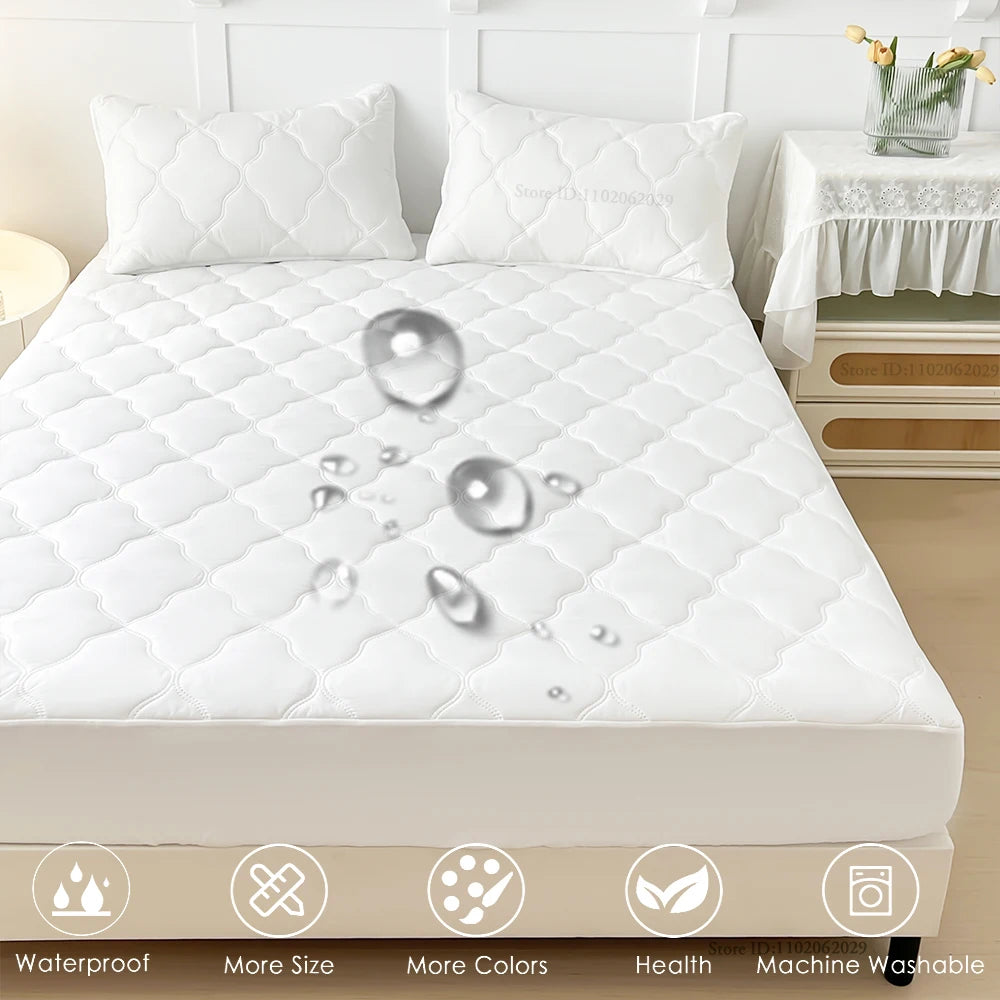 Waterproof Bedspreads Covers Fitted Sheets Bed Fabric Thick Mattress Pads Protector for Single Double/King/Queen Size Beds